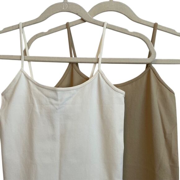 Yahada (2) women's nylon blend camisoles in cream & beige. - Picture 3 of 6